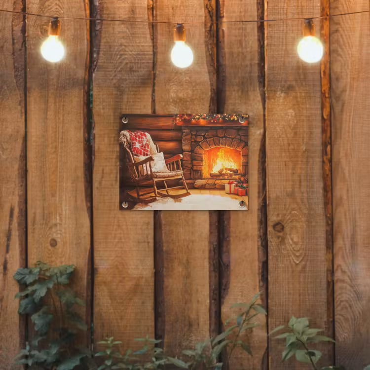 Tuinposter - Winter - Kerst - Huis - Openhaard — 2