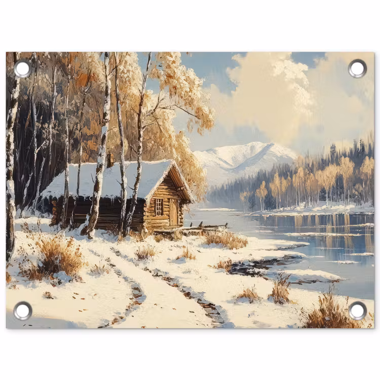Tuinposter - Winter - Sneeuw - Huis - Natuur — 1