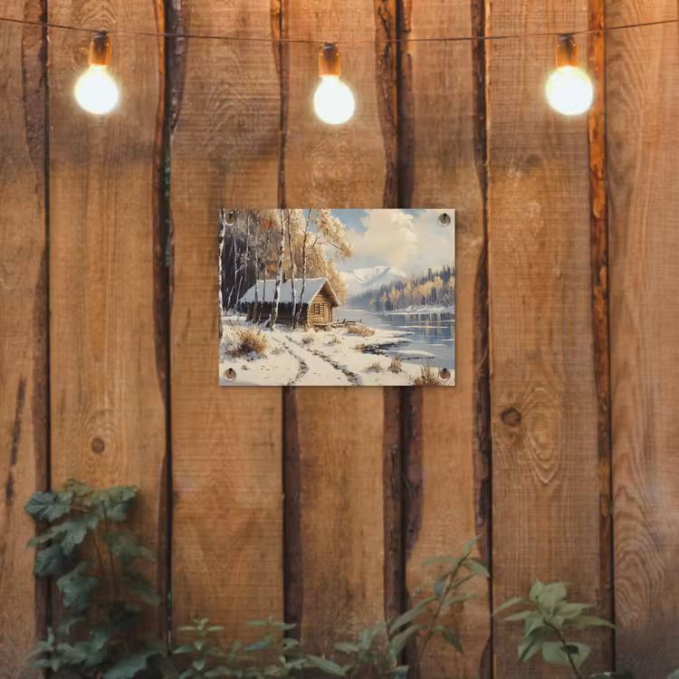 Tuinposter - Winter - Sneeuw - Huis - Natuur — 2