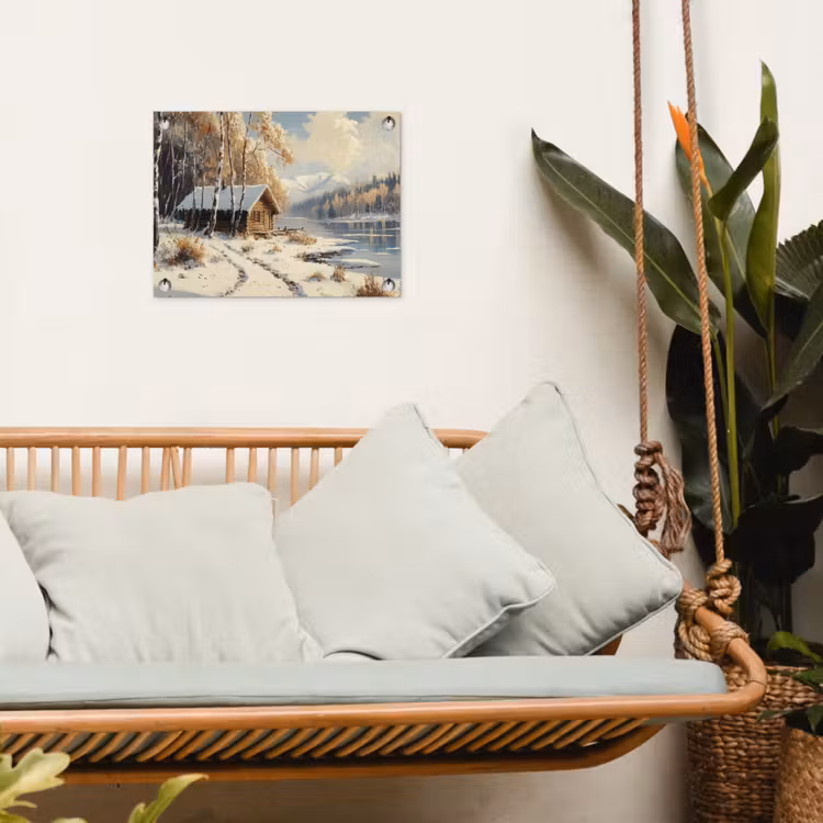 Tuinposter - Winter - Sneeuw - Huis - Natuur — 5
