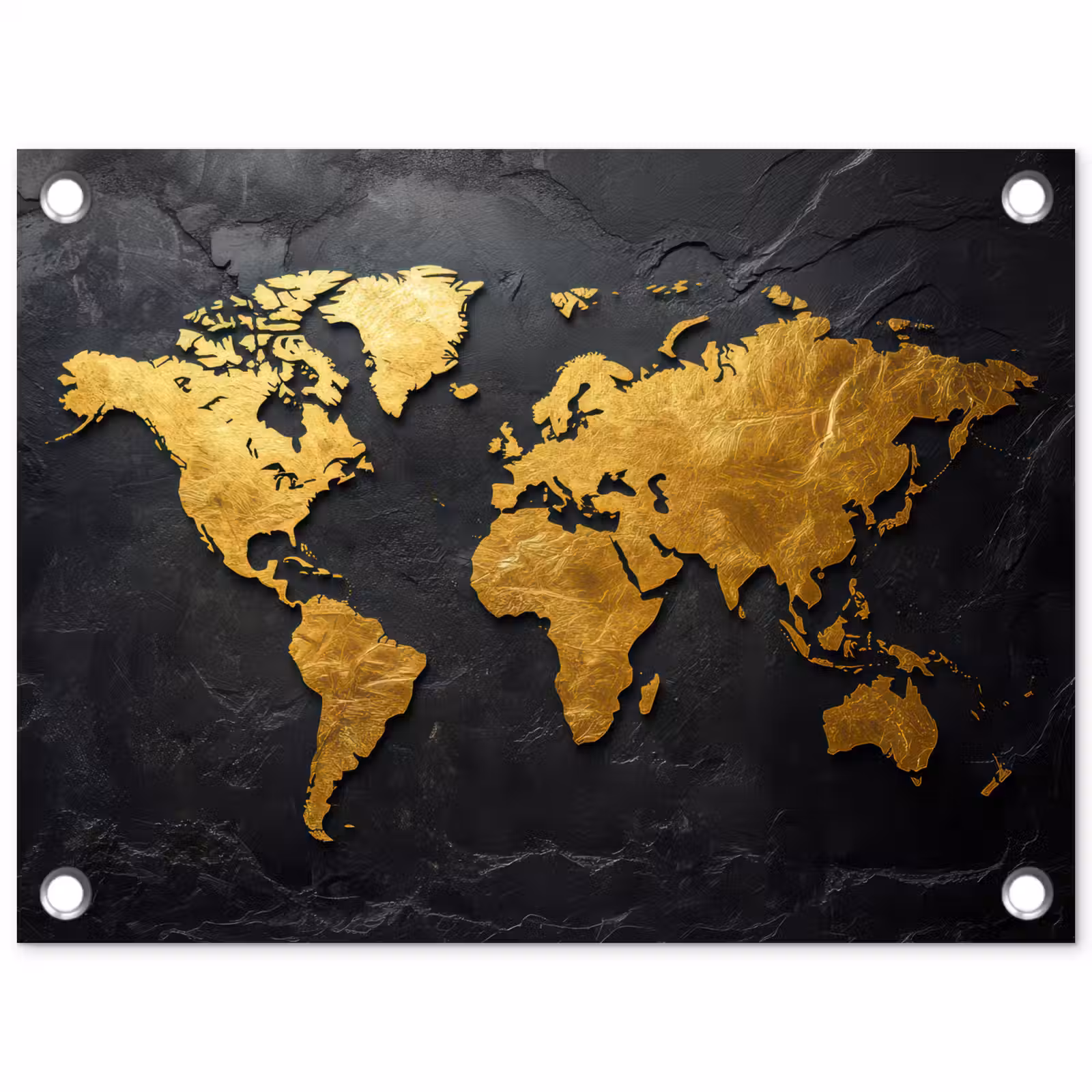 Tuinposter - Wereldkaart - Goud - Steen — 1