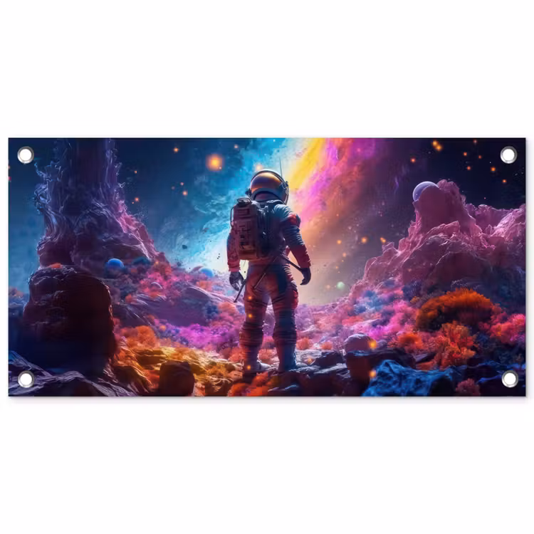 Tuinposter - Ruimte - Astronaut - Neon - Sterren — 1