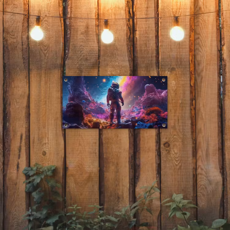 Tuinposter - Ruimte - Astronaut - Neon - Sterren — 2