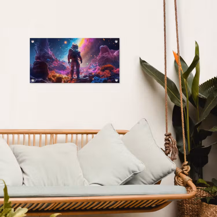 Tuinposter - Ruimte - Astronaut - Neon - Sterren — 5