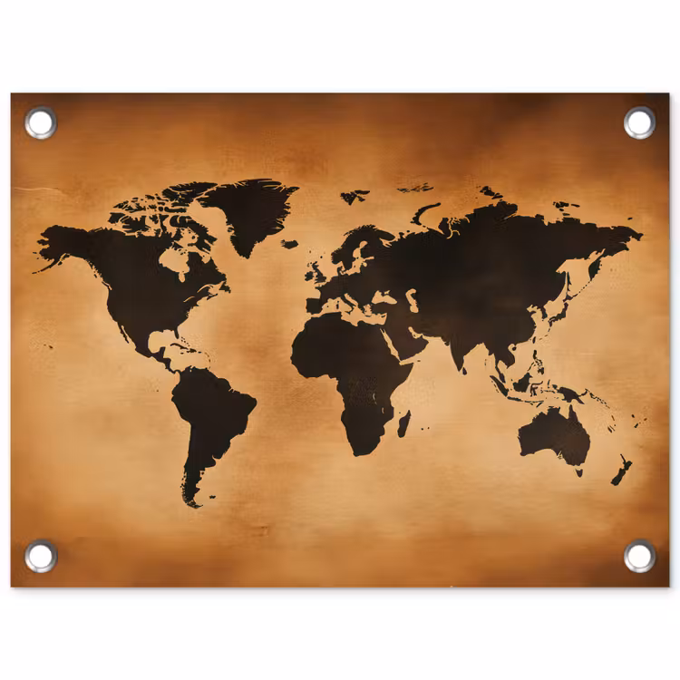 Tuinposter - Wereldkaart - Bruin - Kaart — 1