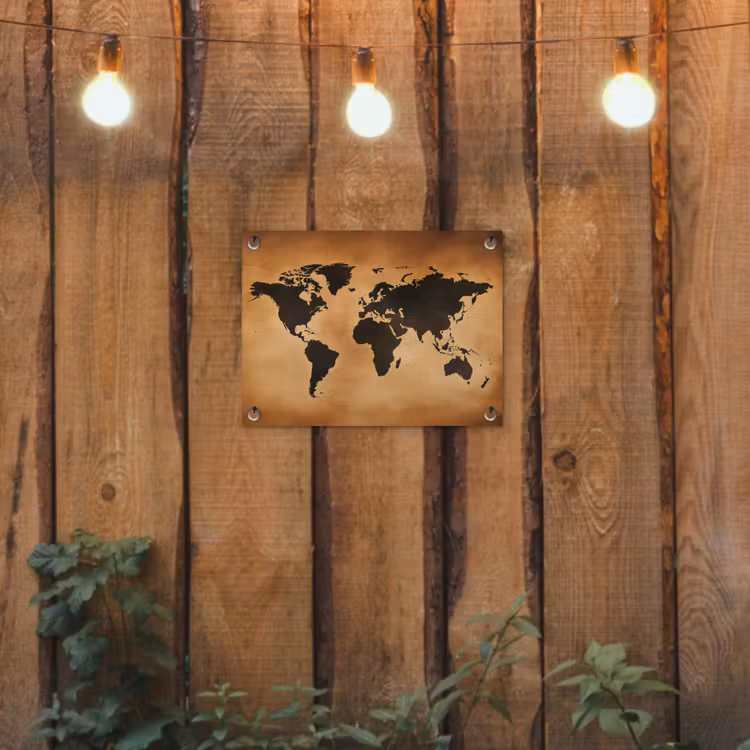Tuinposter - Wereldkaart - Bruin - Kaart — 2