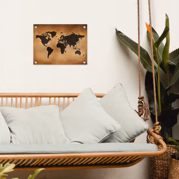 Tuinposter - Wereldkaart - Bruin - Kaart — 5