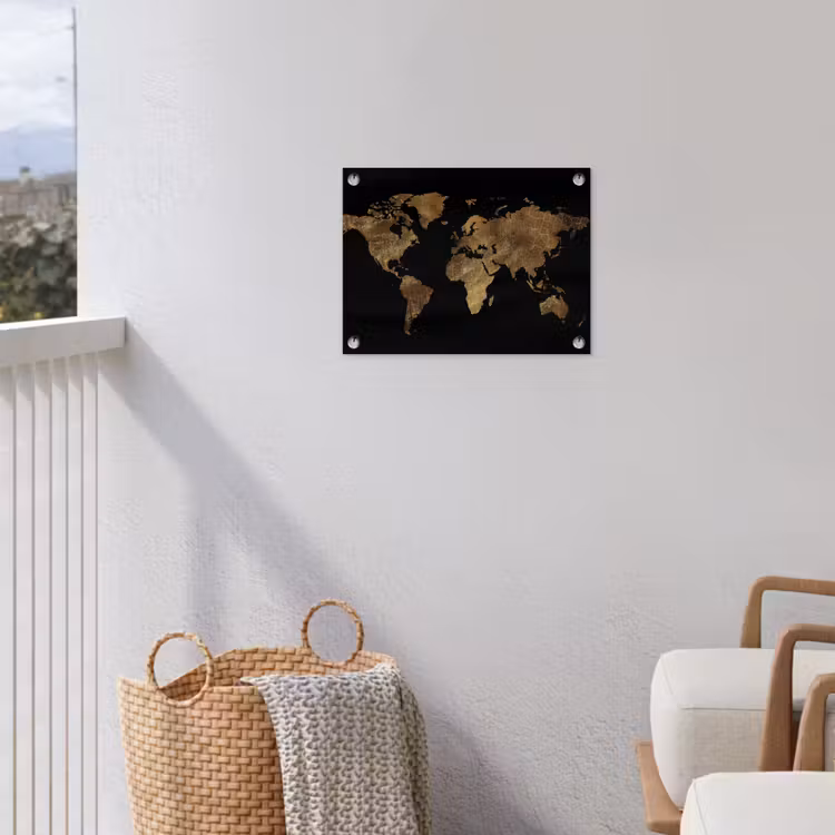Tuinposter - Wereldkaart - Goud - Luxe - Aarde - Zwart — 3