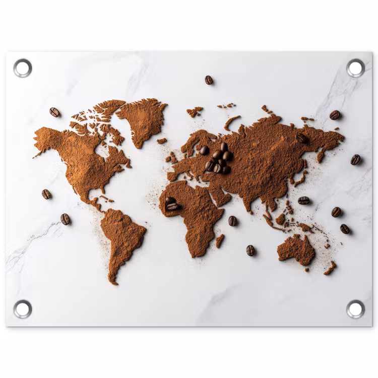 Tuinposter - Wereldkaart - Koffie - Marmer — 1