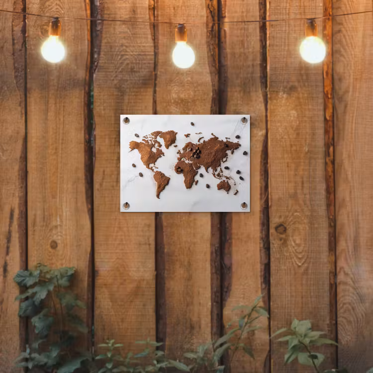 Tuinposter - Wereldkaart - Koffie - Marmer — 2