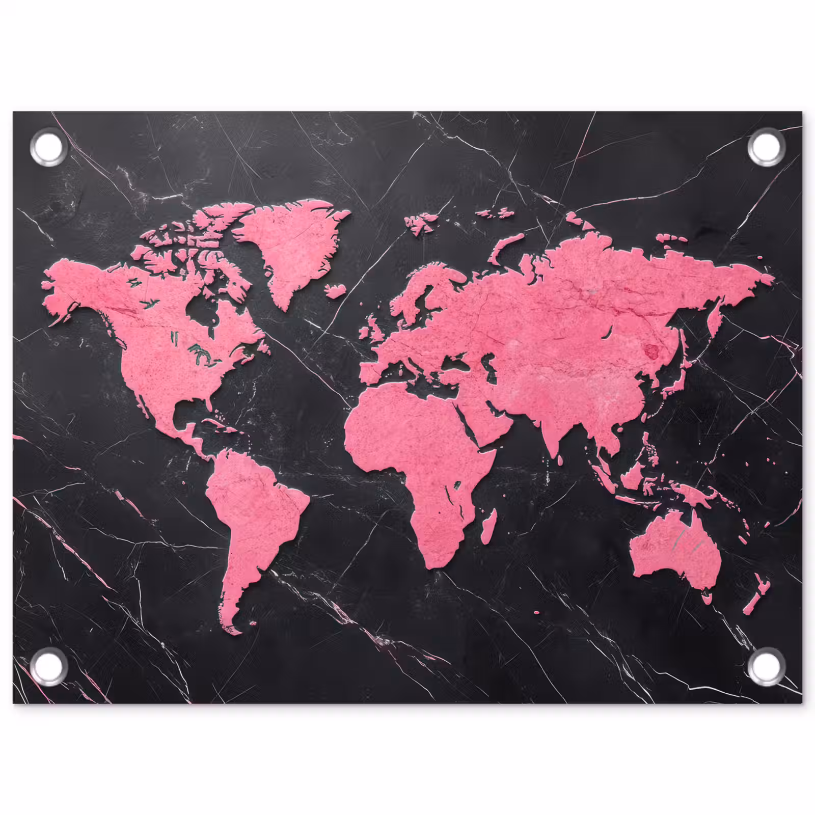 Tuinposter - Wereldkaart - Roze - Marmer — 1