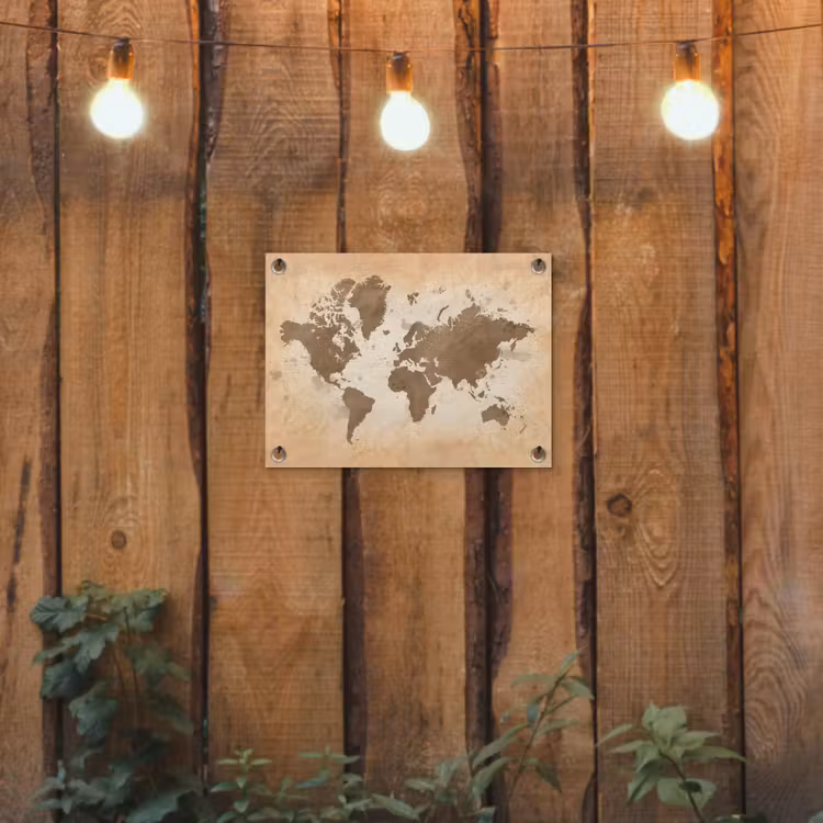 Tuinposter - Wereldkaart - Beige - Bruin — 2