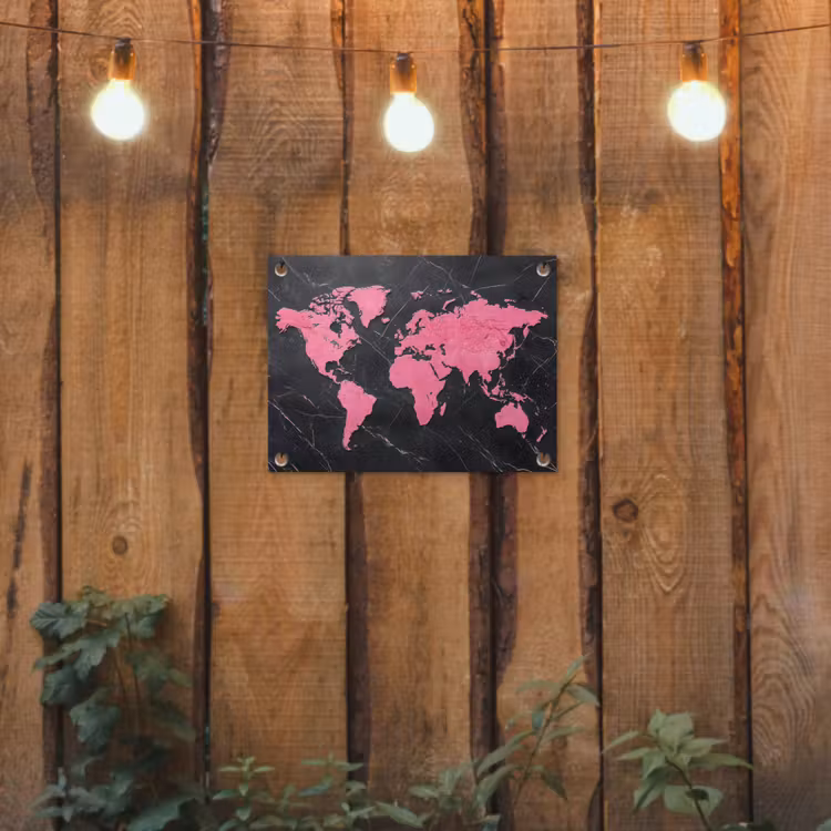 Tuinposter - Wereldkaart - Roze - Marmer — 2