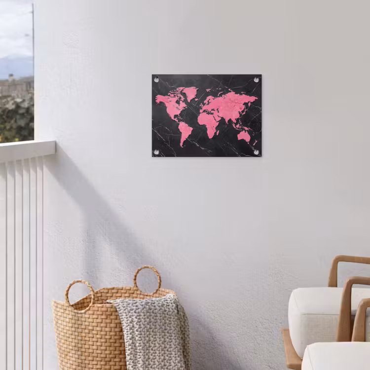 Tuinposter - Wereldkaart - Roze - Marmer — 3