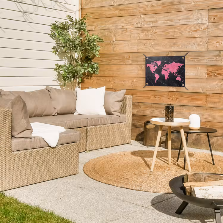 Tuinposter - Wereldkaart - Roze - Marmer — 4