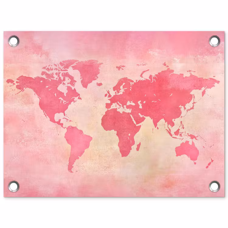 Tuinposter - Wereldkaart - Roze - Vaag — 1