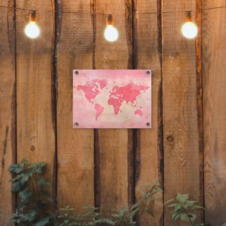 Tuinposter - Wereldkaart - Roze - Vaag — 2