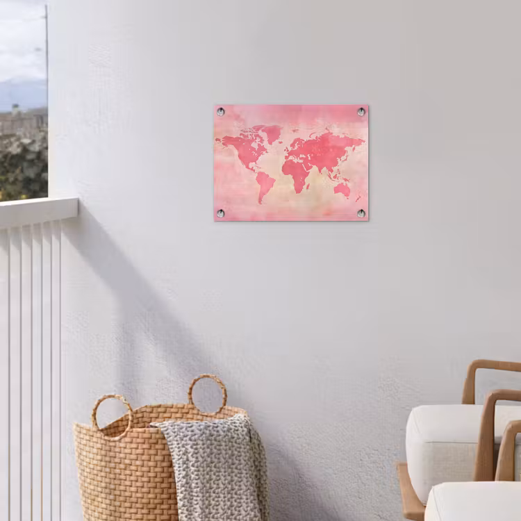 Tuinposter - Wereldkaart - Roze - Vaag — 3
