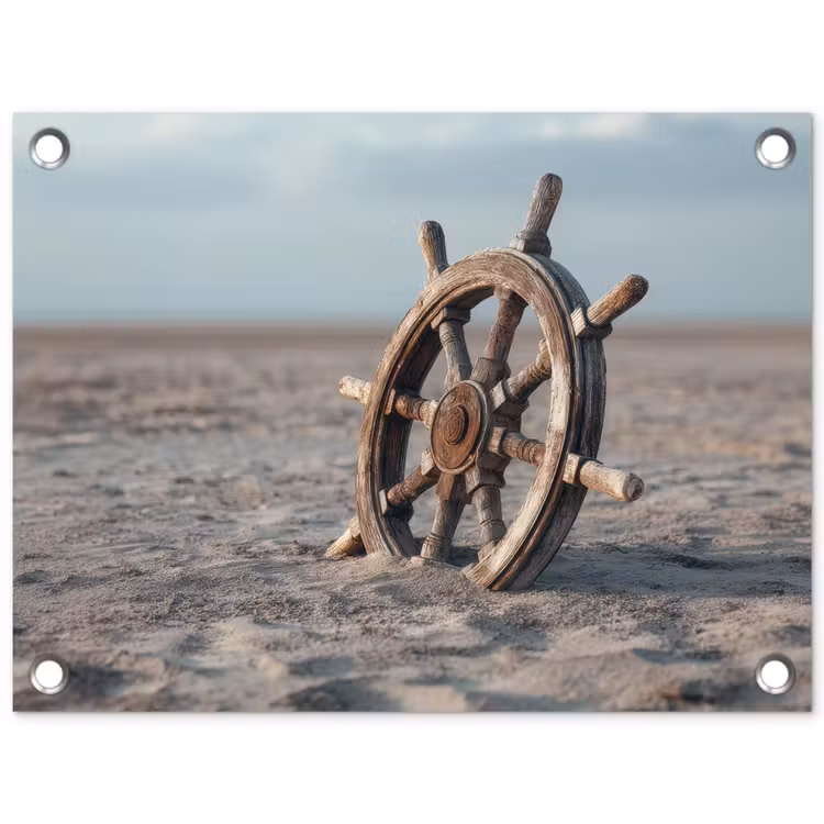 Tuinposter - Scheepsstuur - Hout - Bruin - Zand — 1