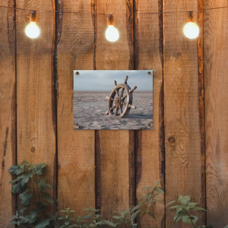 Tuinposter - Scheepsstuur - Hout - Bruin - Zand — 2