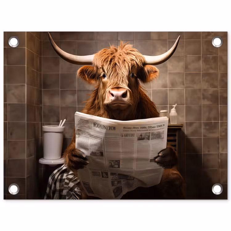 Tuinposter - Schotse hooglander - Krant - Toilet — 1