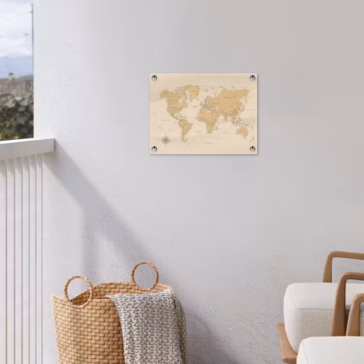Tuinposter - Wereldkaart - Realistisch - Beige — 3