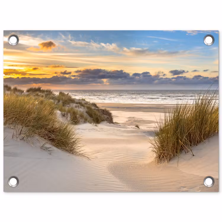 Tuinposter - Strand - Duin - Gras - Zonsondergang - Zee — 1