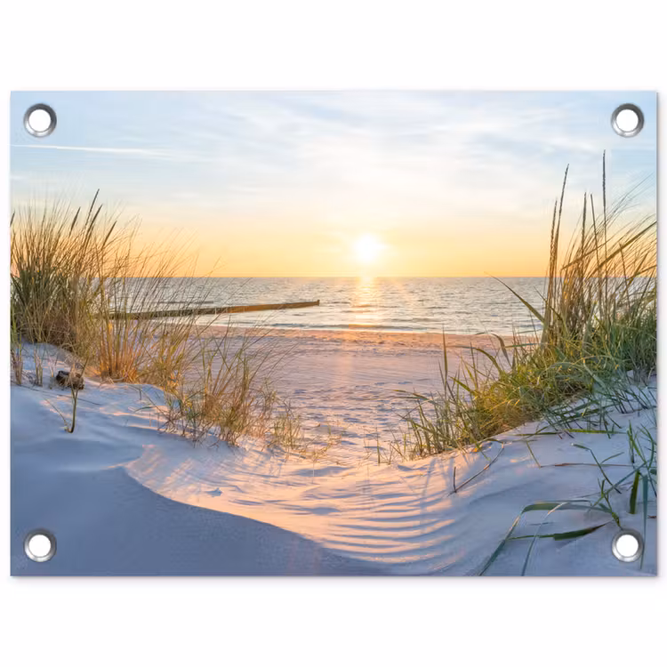 Tuinposter - Strand - Zon - Duin - Gras - Zand - Horizon — 1