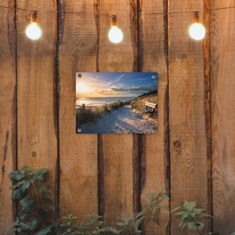 Tuinposter - Zonsondergang - Strand - Duin - Gras - Bank — 2