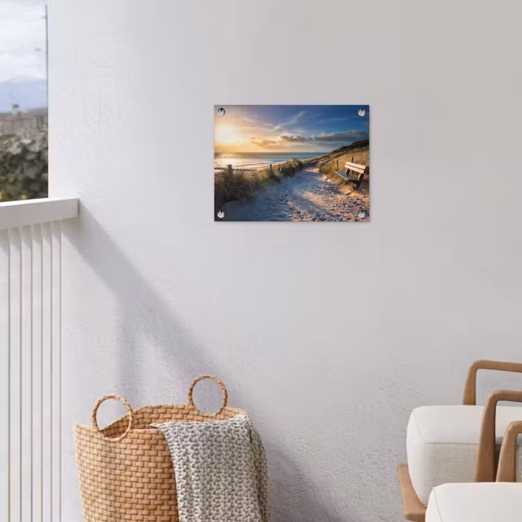 Tuinposter - Zonsondergang - Strand - Duin - Gras - Bank — 3