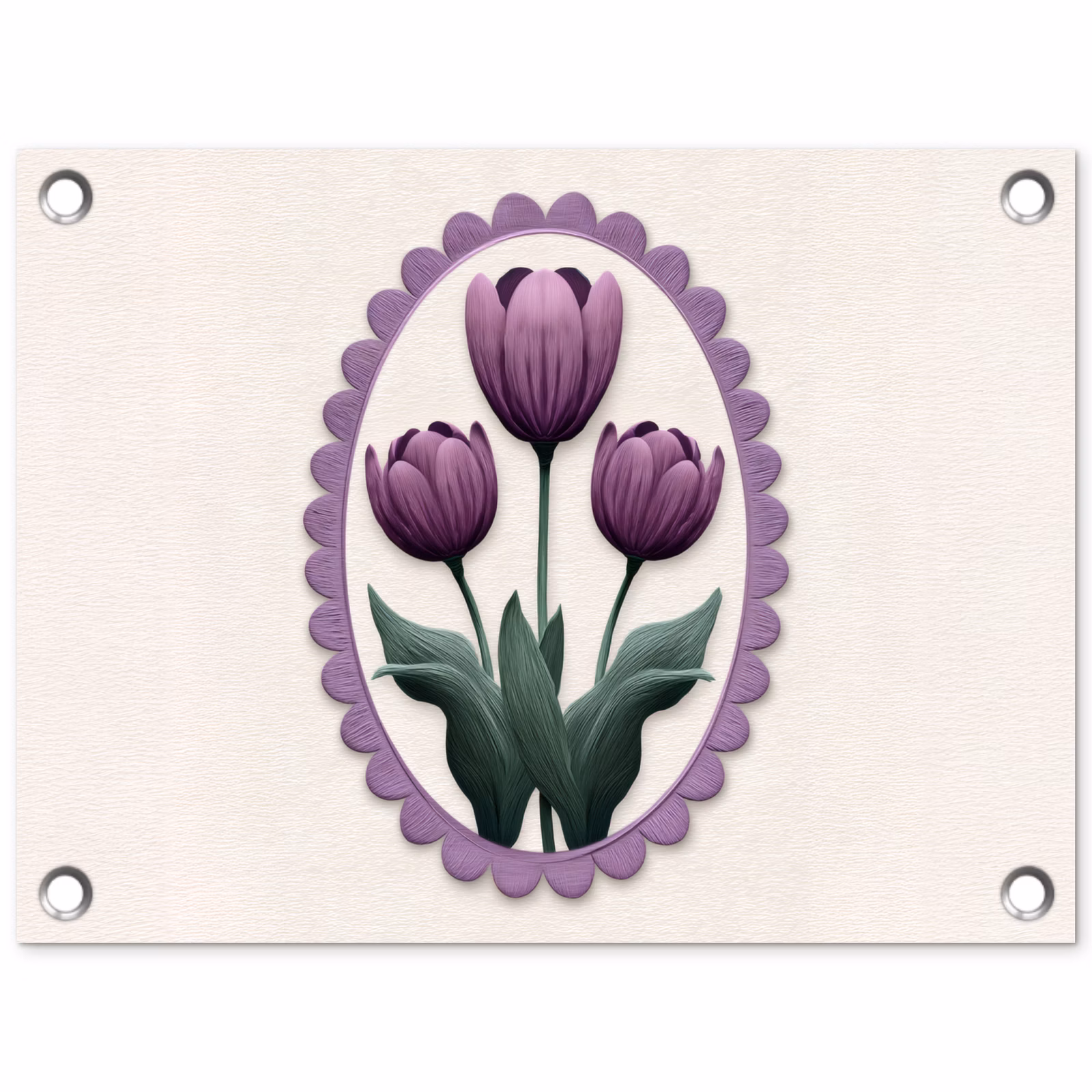 Tuinposter - Tulpen - Paars - Lijst - Bladeren — 1