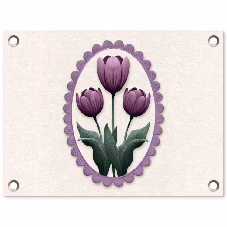 Tuinposter - Tulpen - Paars - Lijst - Bladeren — 1