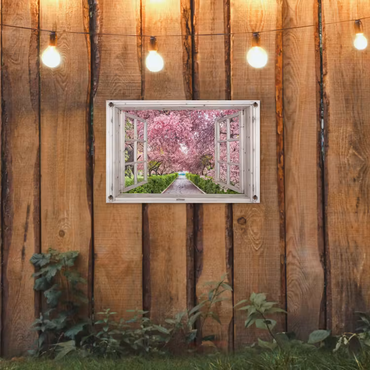 Tuinposter - Uitzicht op Bloeiende Kersenbomen — 2