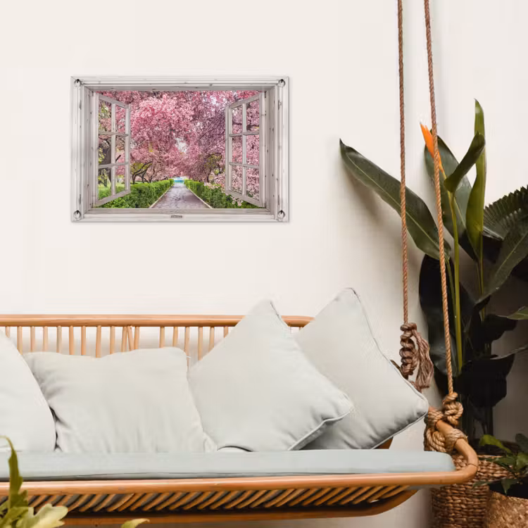 Tuinposter - Uitzicht op Bloeiende Kersenbomen — 5