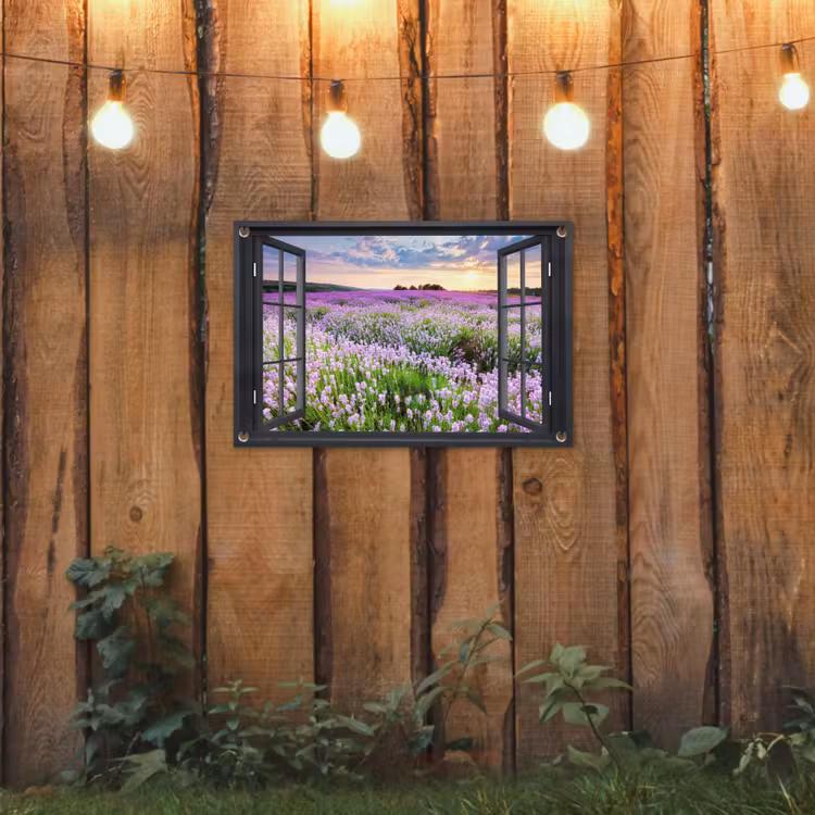 Tuinposter - Uitzicht op Lavendelveld bij Zonsondergang — 2