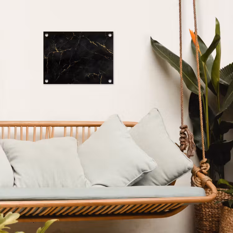 Tuinposter - Zwart marmer - Gouden aders - Klassiek — 5