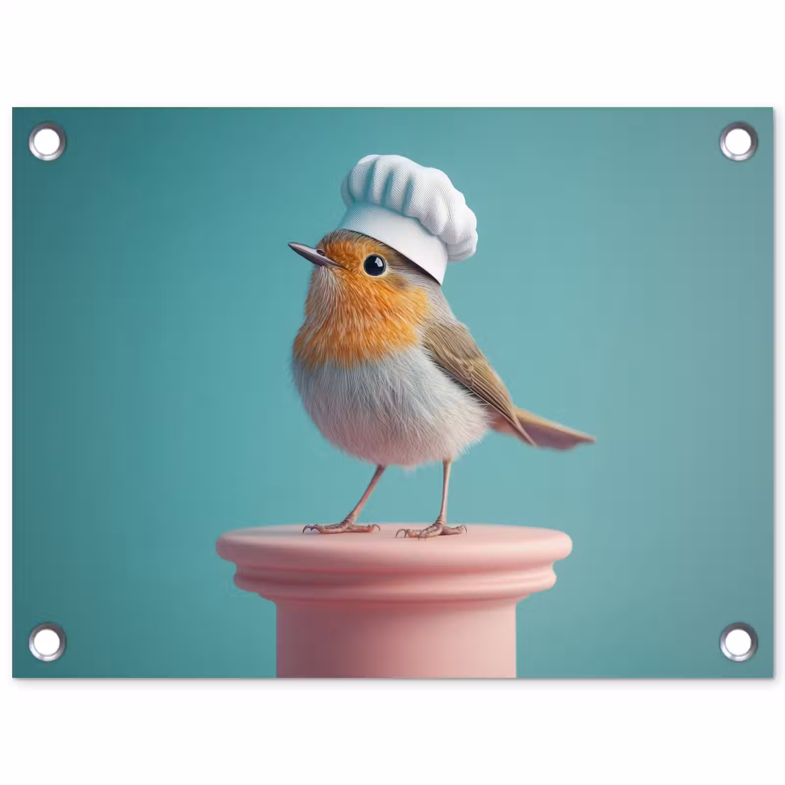 Tuinposter - Roodborstje - Vogel - Koksmuts - Sokkel — 1