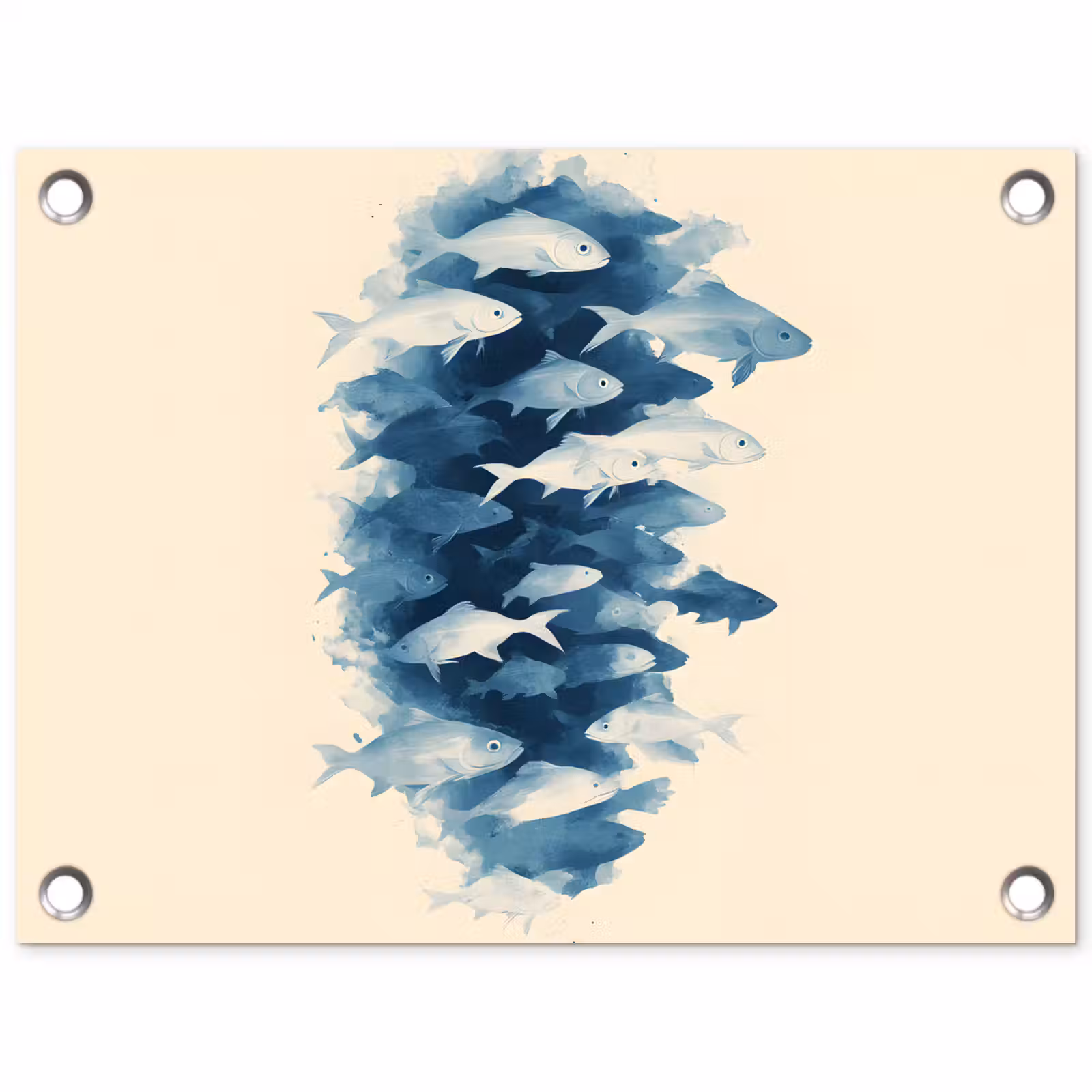 Tuinposter - Vissen - Minimalistisch - Blauw — 1