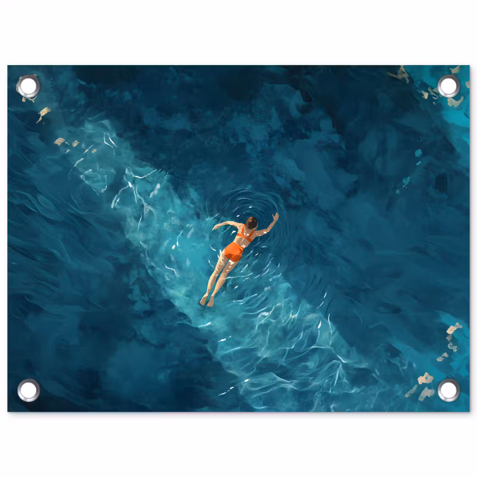 Tuinposter - Vrouw - Water - Bikini - Oranje — 1