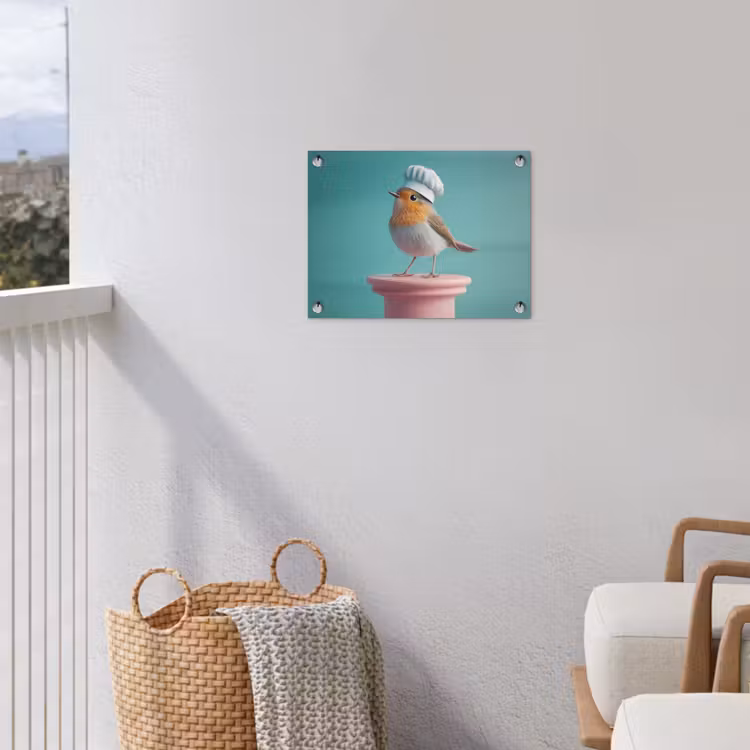 Tuinposter - Roodborstje - Vogel - Koksmuts - Sokkel — 3