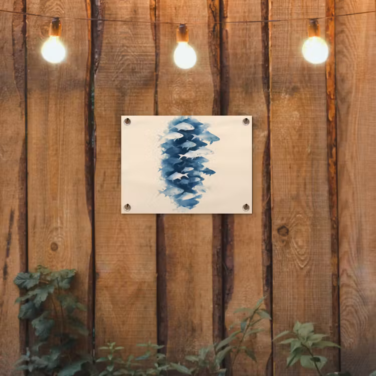Tuinposter - Vissen - Minimalistisch - Blauw — 2