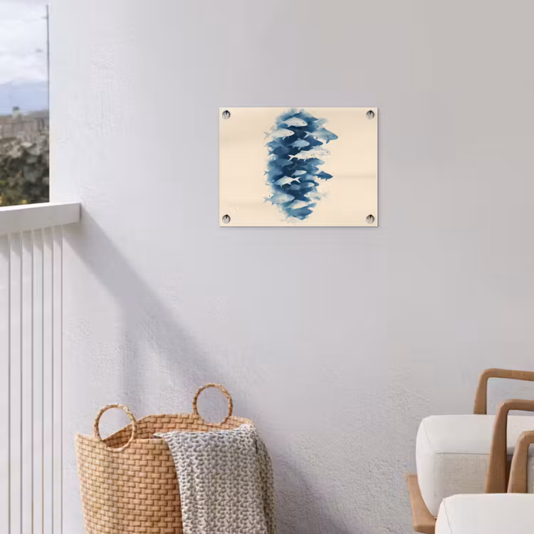 Tuinposter - Vissen - Minimalistisch - Blauw — 3