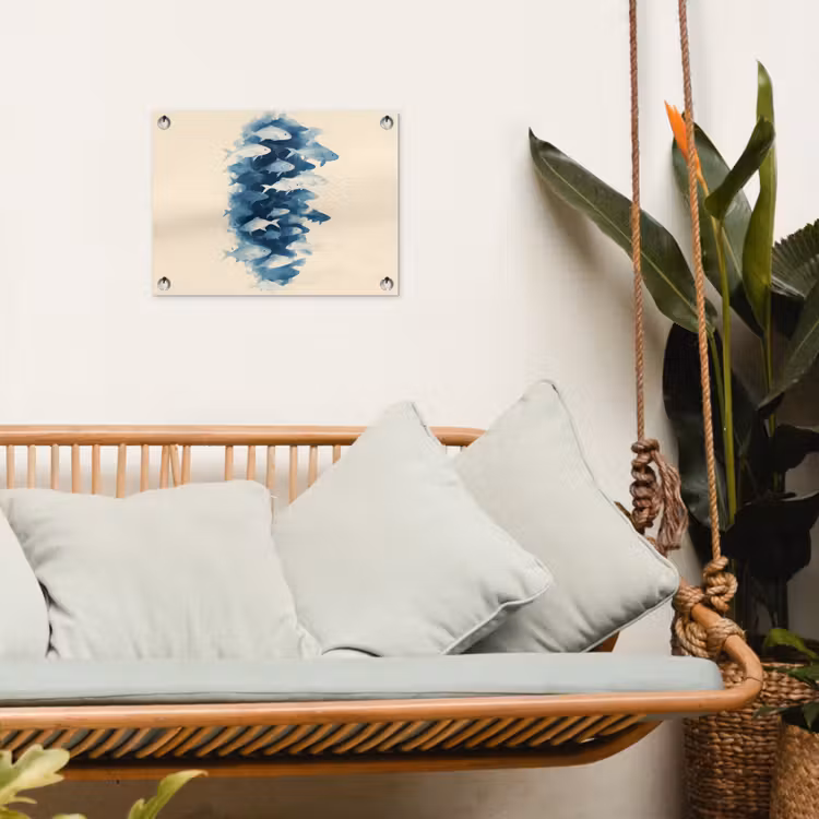 Tuinposter - Vissen - Minimalistisch - Blauw — 5