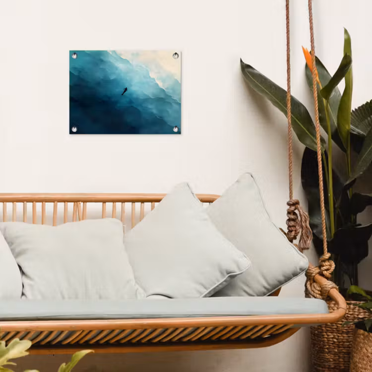 Tuinposter - Zee - Silhouet - Abstract - Blauw — 5