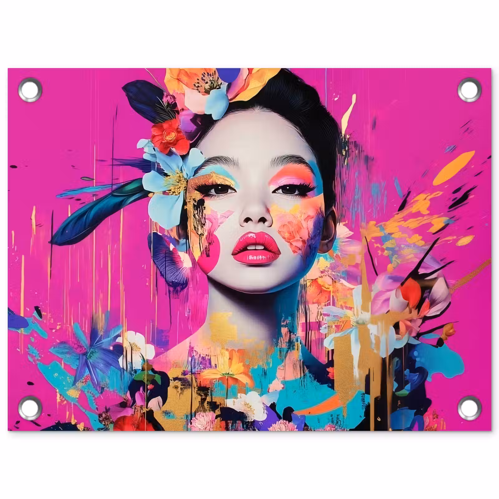 Tuinposter - Vrouw - Portret - Abstract - Paars — 1