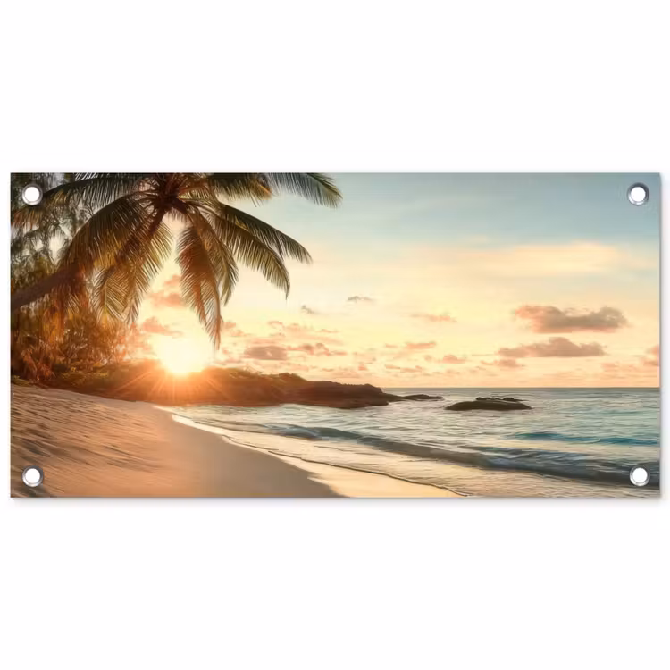 Tuinposter - Strand - Palmbomen - Oceaan - Zonsondergang — 1