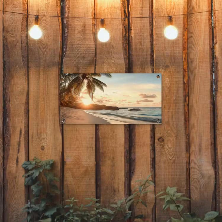 Tuinposter - Strand - Palmbomen - Oceaan - Zonsondergang — 2