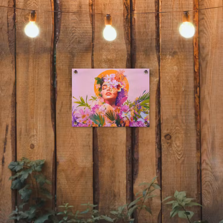 Tuinposter - Vrouw - Abstract - Cirkel - Bloemen — 2