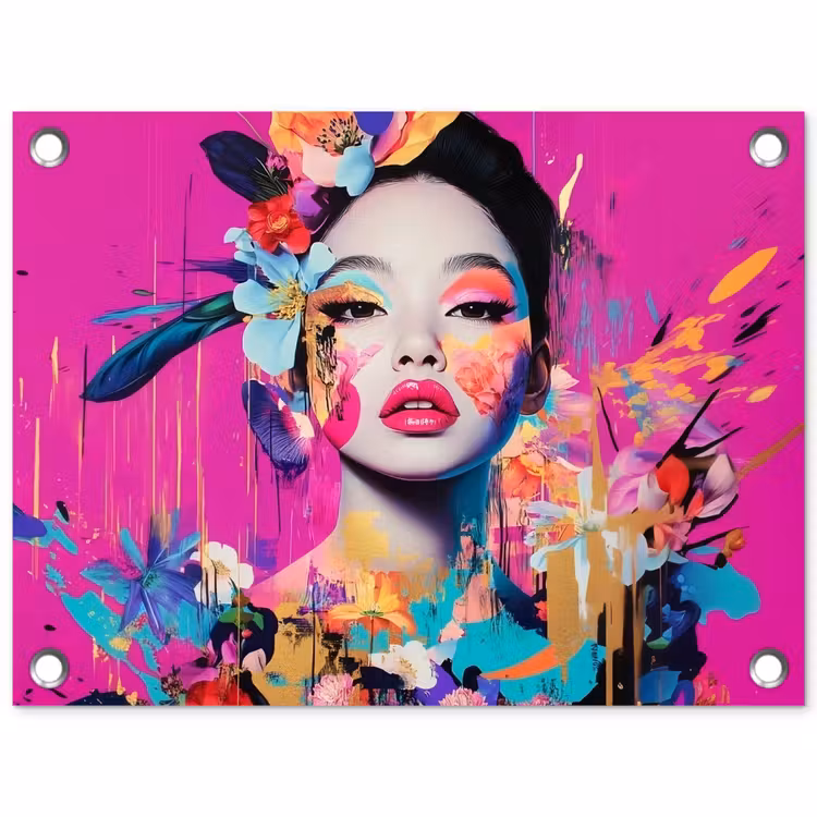 Tuinposter - Vrouw - Portret - Abstract - Paars — 1