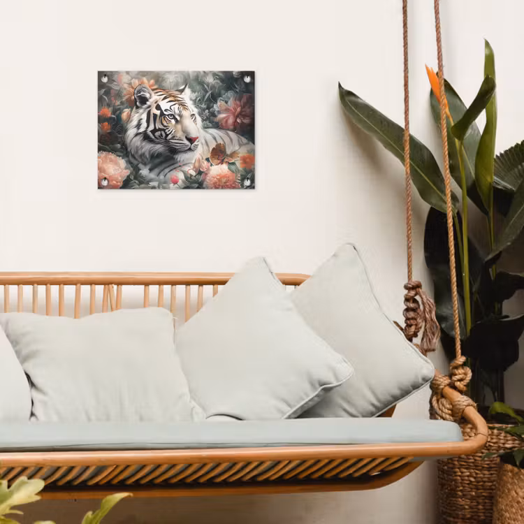 Tuinposter - Tijger - Wilde dieren - Bloemen - Jungle — 5